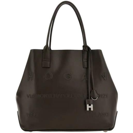 Hogan borsa donna shopping script media in pelle marrone marrone tu