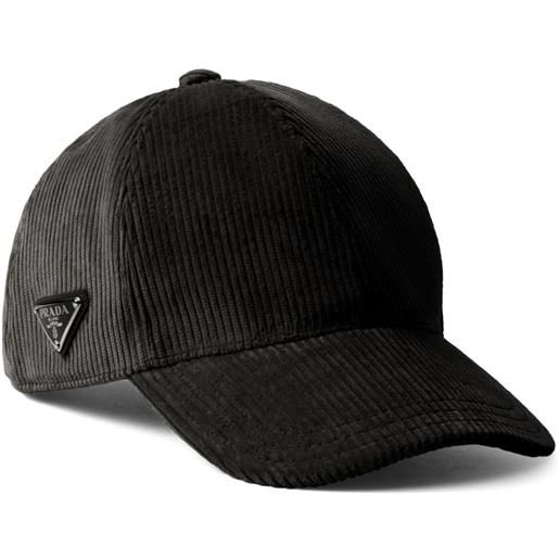 Prada cappello da baseball a coste - nero