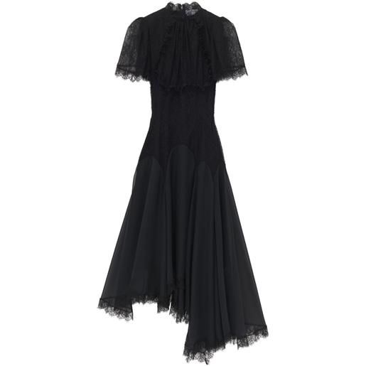 Alexander McQueen abito midi con ruches - nero