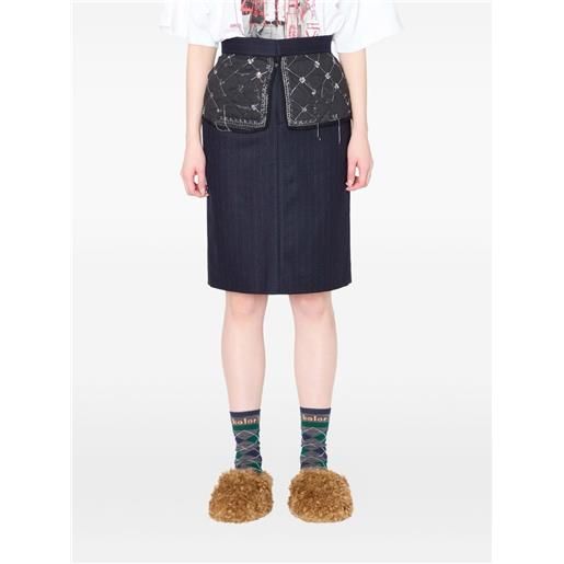 Kolor gonna midi gessata - blu