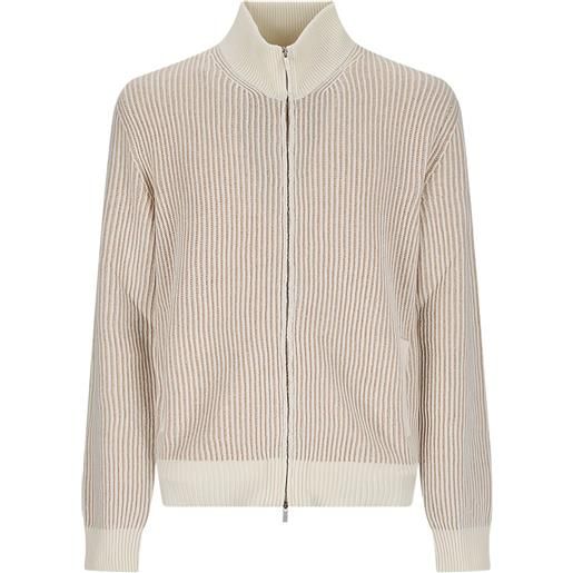 Lardini cardigan a righe con zip - toni neutri