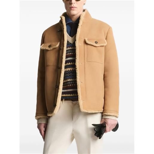 Fay giacca field in pelle scamosciata - marrone