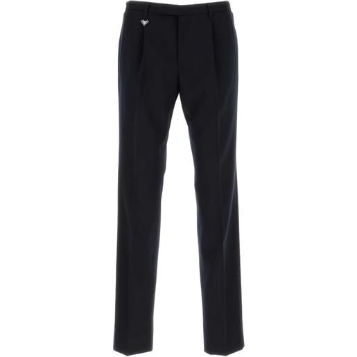 Prada pantaloni in lana con pieghe frontali - blu