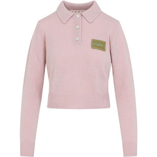Marni polo con applicazione - rosa