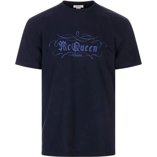 Alexander McQueen t-shirt con logo - blu
