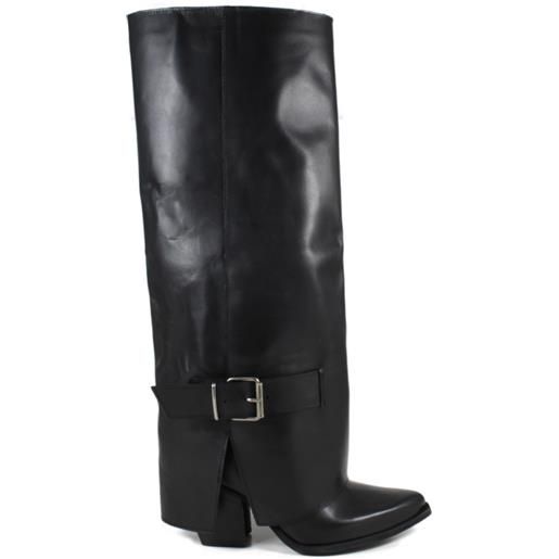 Personal stivali texani alti con bavero risvolto e fibbia "nuance" - pelle nero