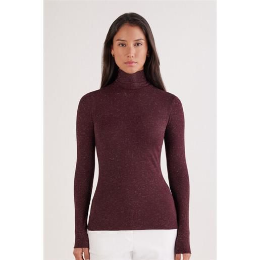 Intimissimi maglia collo alto in modal light con cashmere lamè bordeaux