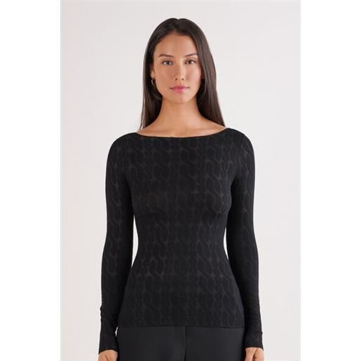Intimissimi maglia scollo a barchetta treccia in ultralight con cashmere nero