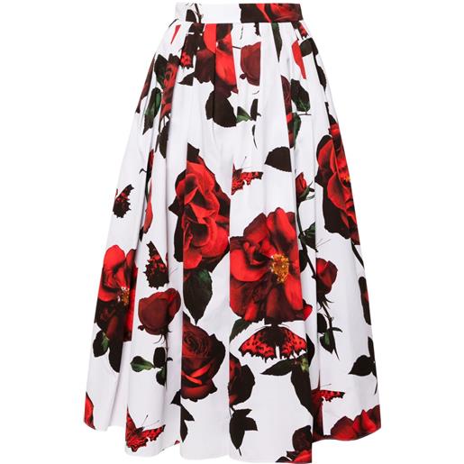 Alexander McQueen gonna con stampa - bianco