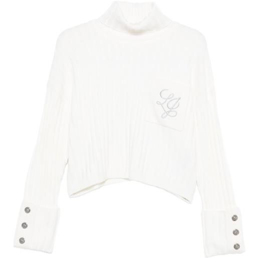 LIU JO maglione a coste con collo alto - bianco