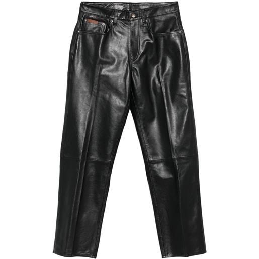 Calvin Klein pantaloni dritti in pelle - nero