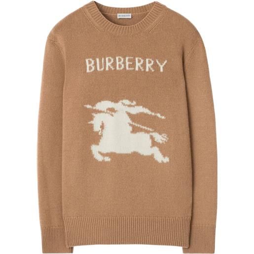 Burberry maglione equestrian knight - marrone
