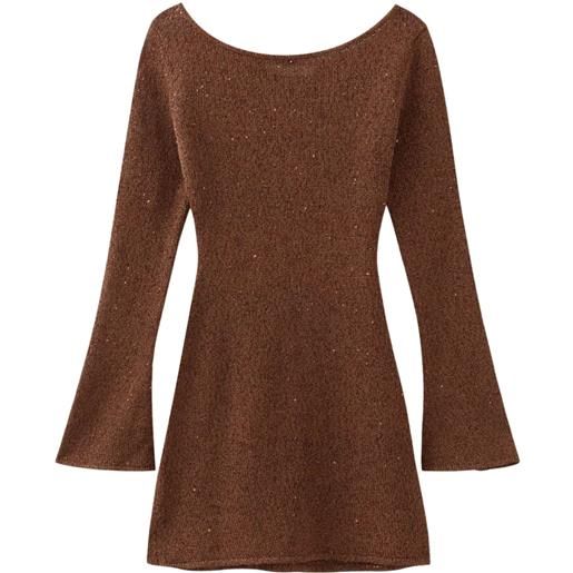Asta Resort abito corto maya a maniche lunghe - marrone