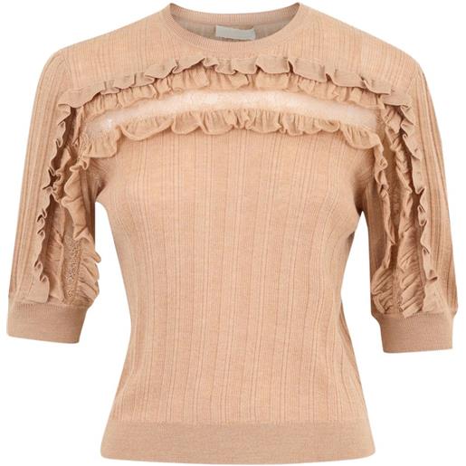 Ulla Johnson blusa salima con ruches - marrone