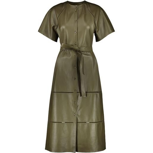 Yves Salomon abito midi in pelle con cintura - verde