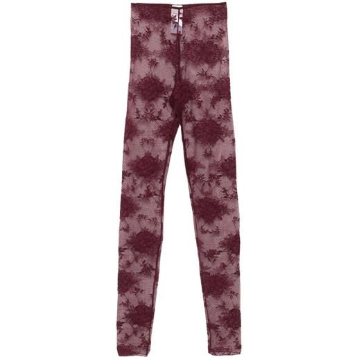 THE ANDAMANE leggings in pizzo a fiori - 380 cabernet