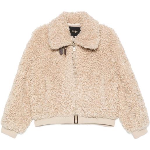 Maje giacca in pelliccia sintetica con zip - toni neutri