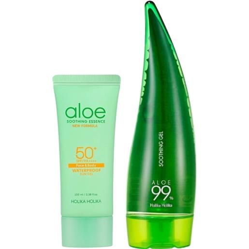 Holika Holika set: aloe sun gel spf50+ 100ml + gel di aloe 99% 250ml