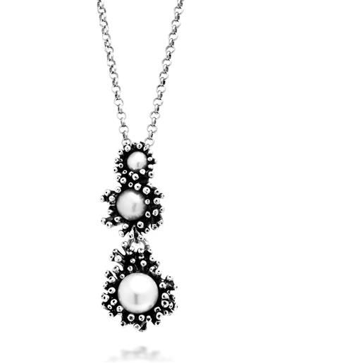 Giovanni Raspini / anemone / collana con pendente mini / argento e perle naturali - 11263