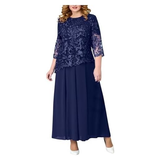 Generic abiti da sera eleganti da donna con maniche a 3/4, ricamati in pizzo, maxi abito in chiffon, modesto, formale, abiti da cocktail per madrine/madrini, taglie forti, i miei ordini, saldi, liquidazione