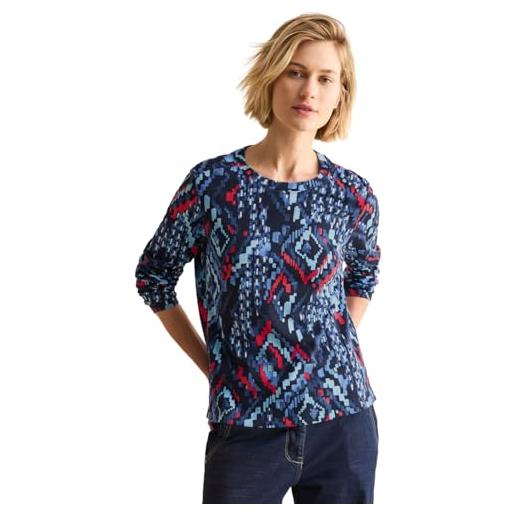 Cecil b322612 maglia manica lunga stampata, universal blue, l donna