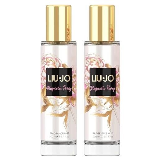 Liu Jo magnetic peony acqua corpo profumata donna 200 ml - spray floreale fresco con note di peonia e frutti - profumo corpo estivo leggero e femminile (magnetic peony 2 unità)