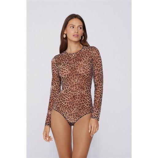 Tezenis body manica lunga classy animalier donna grigio