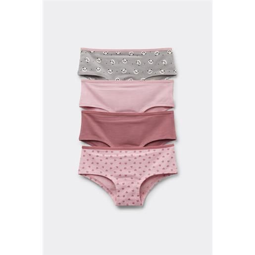 Tezenis 4 paia culotte bimba cotone stampato bambina grigio