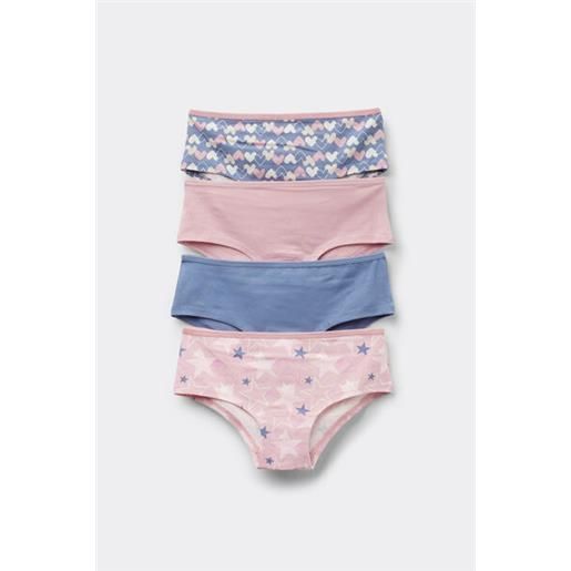 Tezenis 4 paia culotte bimba cotone stampato bambina blu