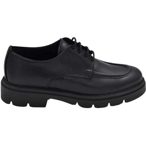 Malu Shoes scarpa uomo derby stringata pelle nero spazzolato cucitura in punta fondo gomma cucito handmade