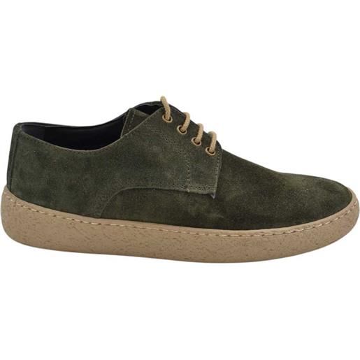 Malu Shoes stringate uomo scamosciate verde fondo steven beige cucito ultraleggero antiscivolo. 
