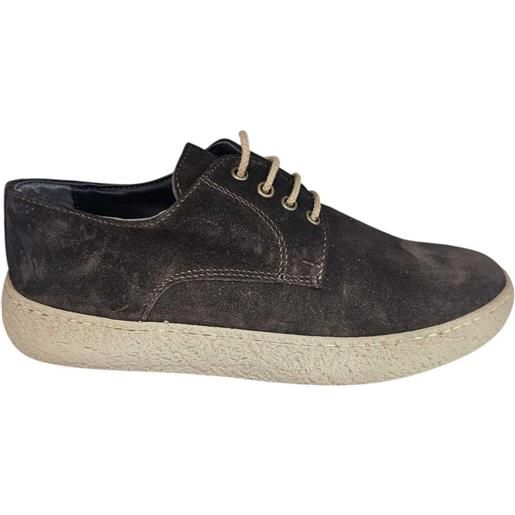 Malu Shoes stringate uomo scamosciate marrone fondo steven beige cucito ultraleggero antiscivolo. 