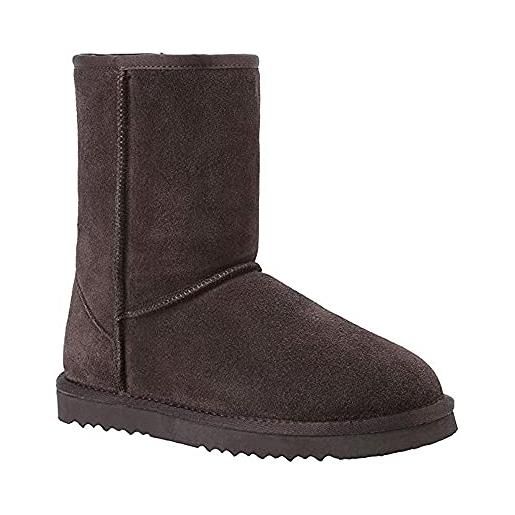 Veilante stivali da neve impermeabili da donna in pelle per freddo antiscivolo suola in gomma stivali caldi per autunno e inverno, marrone, 36 eu