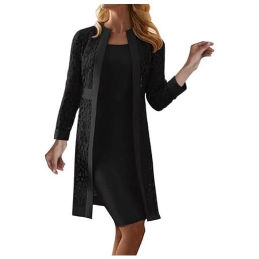 Generic abito da sera lungo in pizzo per donna - nero - elegante per matrimonio - abito speciale per invitati di matrimonio - moderno - 2 pezzi, blu, s