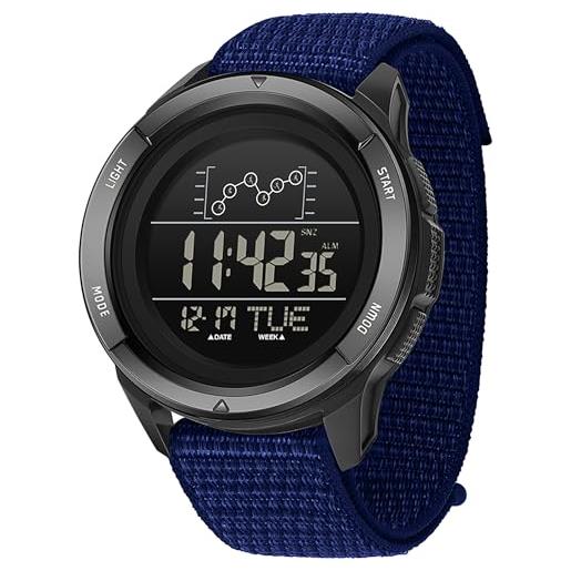 Findtime Orologio Digitale da Uomo con Grandi Cifre, Orologio da Polso per Anziani e Business, Orologio Digitale da Uomo con Cinturino in Metallo, Orologio di Lusso LED, Dual Time, Data 12/24H