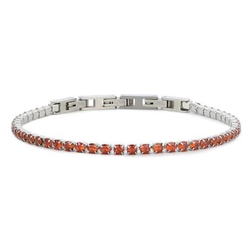 Zelara Italy bracciale tennis unisex con zirconi - acciaio inossidabile 316l - regolabile 18+3 cm - elegante gioiello regalo (rosso)