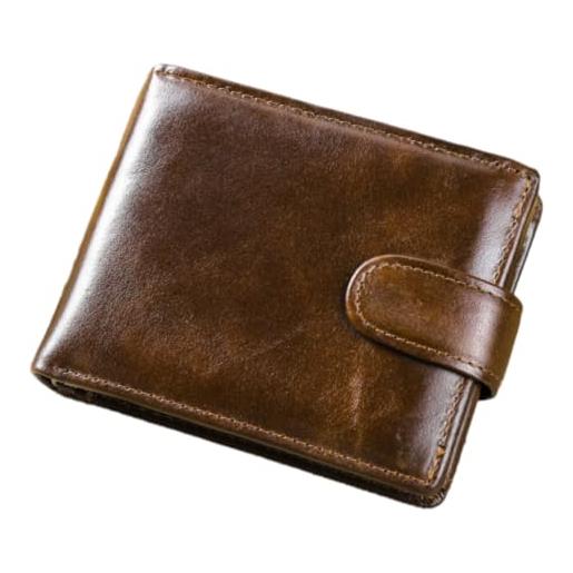 RWXCOW portafoglio in pelle per uomo fermasoldi multifunzione strato di testa in pelle bovina portafoglio piccolo uomo portafoglio da uomo premium sense vintage pelle bovina portafoglio corto con