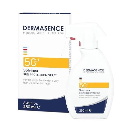 DERMASENCE solvinea spray spf 50+ da 250 ml, crema solare 50+ spray contro i raggi uv-a e uv-b, protezione solare 50+ spray per pelle sensibile, crema solare bambini leggera