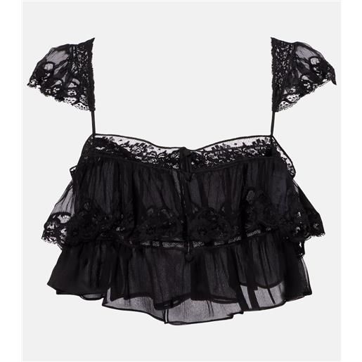 Chloe chloã© top in mussola di seta con pizzo