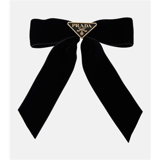 Prada fermacapelli in velluto con logo