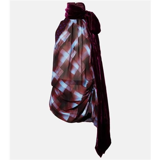 Dries Van Noten top a quadri con scollo allâamericana