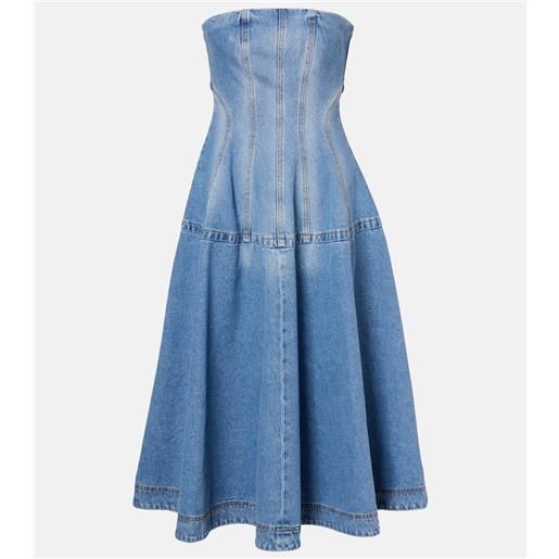 Magda Butrym abito midi flared in denim