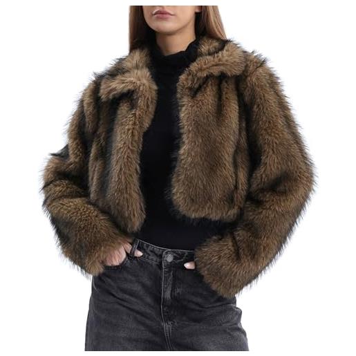 Amazhiyu cappotto di pelliccia da donna, giacca in pelliccia sintetica, cappotto in pelliccia sintetica, giacca in pelliccia sintetica, cappotto in pelliccia sintetica corto, cappotto in pile, giacca