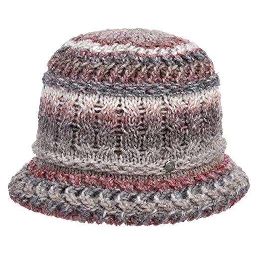 LIERYS alesund cappello a maglia donna - made in germany cappelli cloche da invernali inverno autunno/inverno - taglia unica grigio-rosso