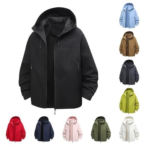 Generic impermeabile da donna impermeabile, giacca antipioggia da donna taglie forti con vestibilità rilassata impermeabili con cappuccio con tasche con cerniera giacche da esterno leggere antivento giacche