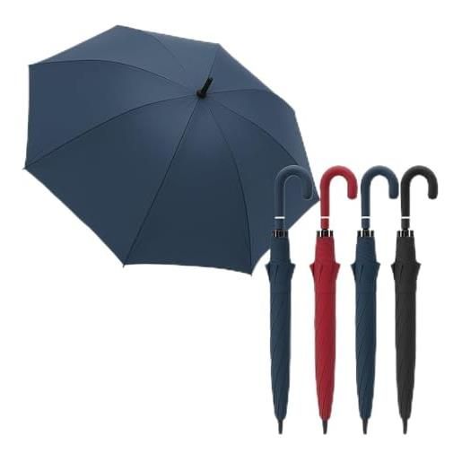 DANYX kit 3 ombrelli grandi antivento automatici 129cm - ombrello uomo donna con struttura in fibra di vetro e carbonio, tessuto pongee impermeabile, manico curvo antiscivolo
