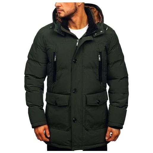 ZDJSWJ mantello invernale lungo con cappuccio da uomo, parka con cappuccio imbottito, antivento - parka trapuntato in cotone, giacca pesante, nero , s