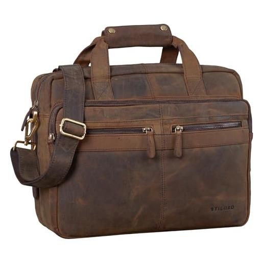 STILORD 'explorer' borsa insegnante in pelle uomo donna - grande cartella vintage in vera pelle con tracolla, divisori & scomparto pc - borsa da lavoro, colore: colorado - marrone