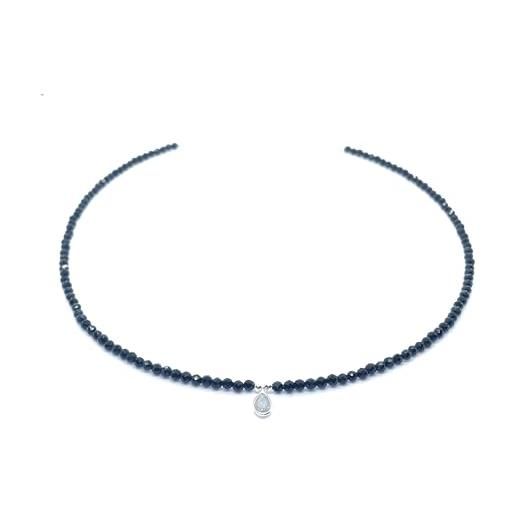 COOLSTEELANDBEYOND – Collana Girocollo Choker Blu Scintillante A Strati, Con Perline E Cristallo, Chiusura Magnetica