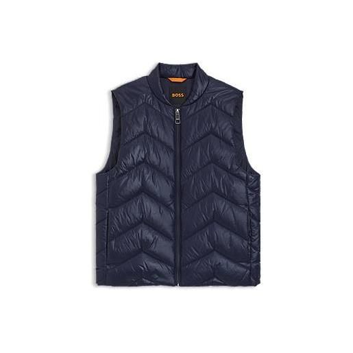 BOSS gilet idrorepellente con impunture a spina di pesce, blu scuro